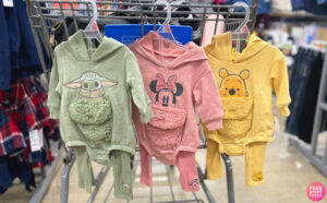 Disney Characters Cosplay Baby Hooded Bodysuits on Store Cart