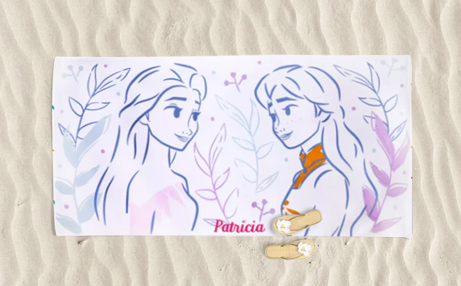 Disney Frozen Beach Towel on Sand Disney Frozen Beach Towel on Sand