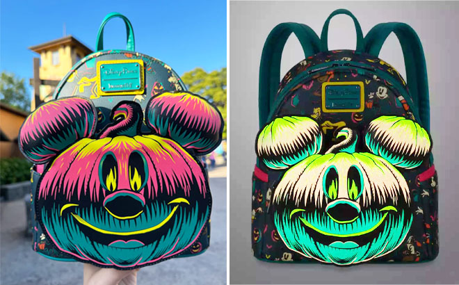 Disney Halloween Mickey Mouse Glow in the Dark Loungefly Mini Backpack
