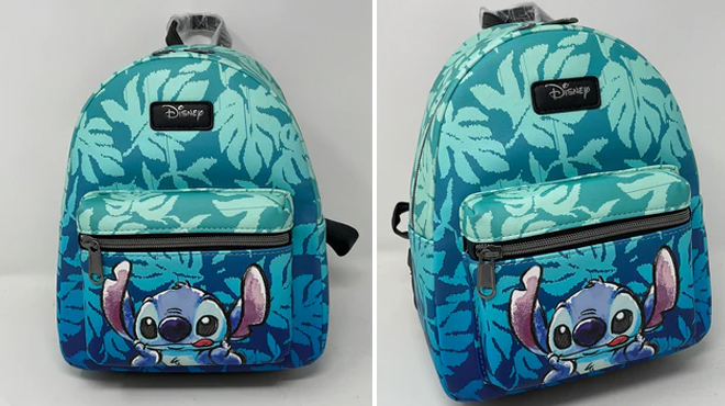Disney Lilo & Stitch Blue Tropical Leaves Mini Backpack