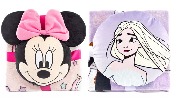 Disney Minnie Mouse and Frozen II 2 Piece Pillow Blanket Nogginz Set