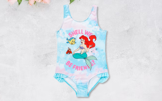 Disney Princess Ariel Shell We Tie Dye Girls One Piece Swimsuit