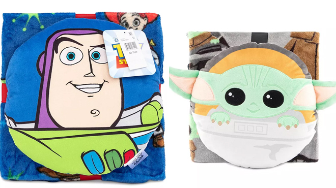 Disney Toy Story and Star Wars Baby Yoda 2 Piece Pillow Blanket Nogginz Set