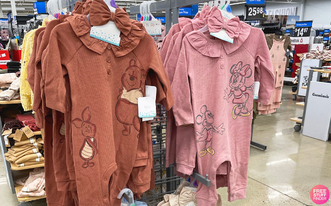 Disney Winnie The Pooh and Mickey Mouse Baby Girl Romper 2 Piece Set