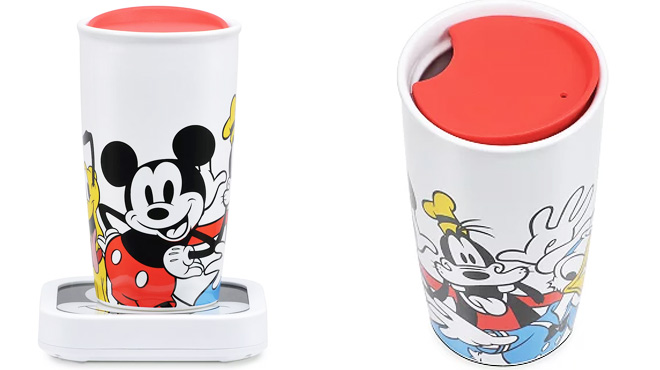 Disneys Mickey Friends Glass Top Mug Warmer Mug Lid Set