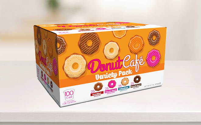 Donut Cafe 80 Count K Cups Variety Pack on Table