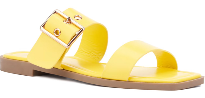 New York & Company Double-Band Buckle Slide Sandal New York & Company Double-Band Buckle Slide Sandal