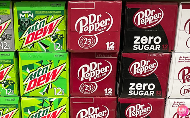 Dr Pepper 12 Packs on Store Shelf
