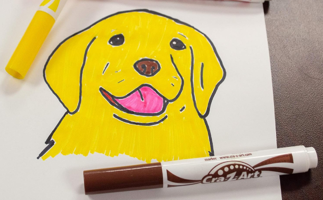 Drawing of a Dog Colored by Cra Z Art Washable Marker