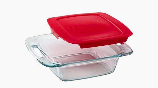 Easy Grab 8 Square Glass Baking Dish with Red Lid