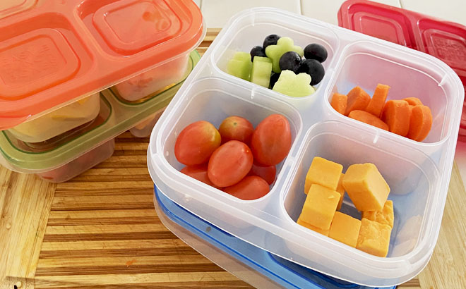 EasyLunchboxes 4 Compartment Bento Snack Boxes 4 Pack