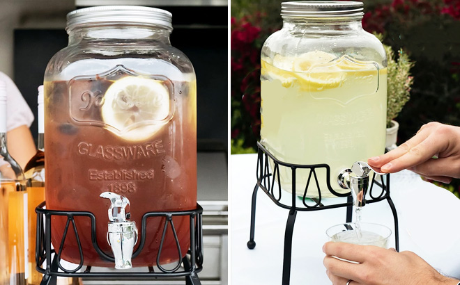 Estilo 1-Gallon Glass Jar Beverage Dispenser with Stand 