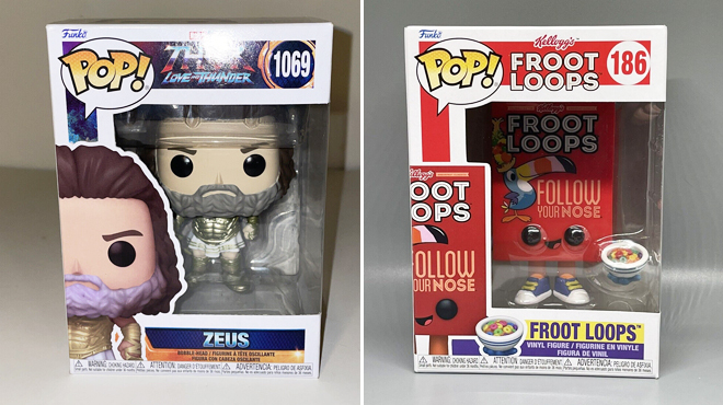 FUNKO POP Thor Love and Thunder Zeus and Kelloggs Froot Loops Cereal Box POP