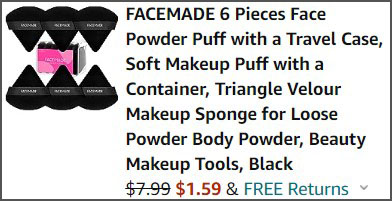 Facemade 6 piece Face Powder Puff Set with Case Check Out Screen Facemade 6 piece Face Powder Puff Set with Case Check Out Screen