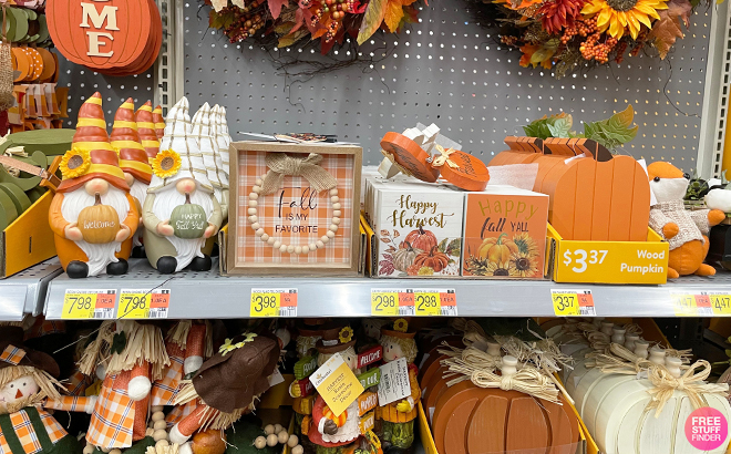 Fall Decorations on Shelf at Walmart