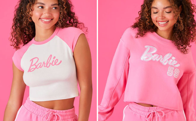 Forever 31 x Barbie Graphic Raglan Tee and Barbie Rhinestone Pullover