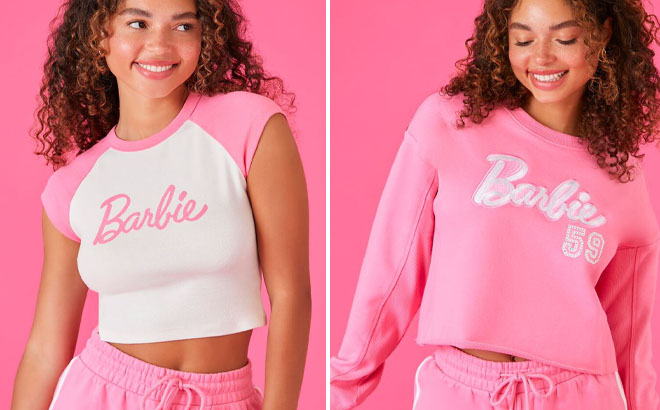 Forever 31 x Barbie Graphic Raglan Tee and Barbie Rhinestone Pullover Forever 31 x Barbie Graphic Raglan Tee and Barbie Rhinestone Pullover