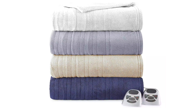 Four Biddeford Microplush Heated Electric Blankets