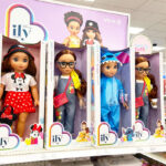 Four Disney ILY Dolls on a Shelf at Target
