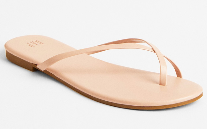 Gap Factory Faux Leather Flip Flops in Pale Pink color on the light gray background