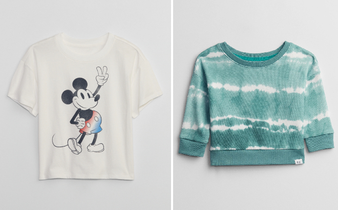 Gap Kids Disney Graphic T Shirt and Toddler Tie Dye Sweatshirt
