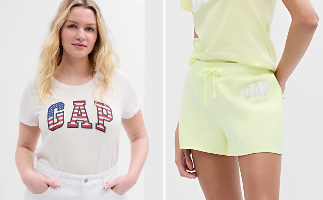Gap Womens Favorite Graphic T Shirt and Logo Fleece Shorts