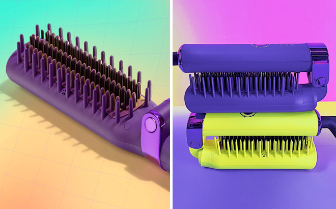 Glister Violet Crush and Glowing Yellow Foldable Electric Hair Brush