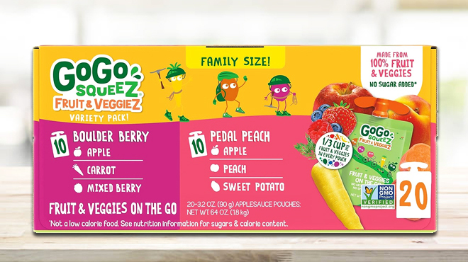 GoGo squeeZ Fruit VeggieZ Variety Pack Pedal Peach and Boulder Berry GoGo squeeZ Fruit VeggieZ Variety Pack Pedal Peach and Boulder Berry 1