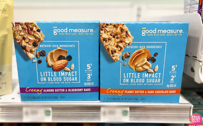 Good Measure Creamy Almond and Blueberry Bars and Creamy Peanut Butter and Dark Chocolate Bars 4 Count at Publix