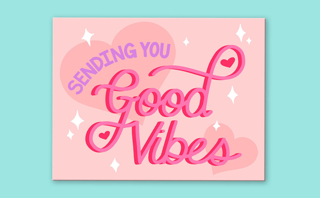 Good Vibes Postcard on Turquoise Background
