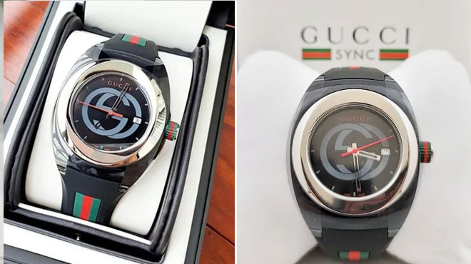 Gucci Sync Rubber Strap Sport Watch in Black 46mm