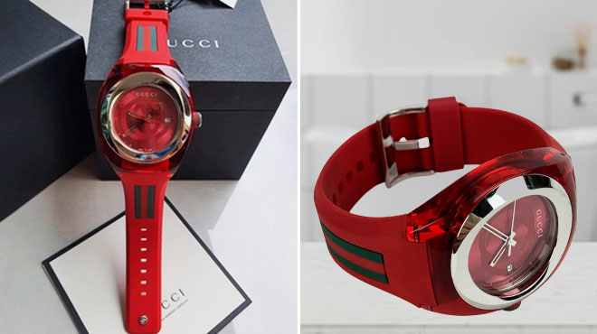 Gucci Sync Rubber Strap Sport Watch in Red 2