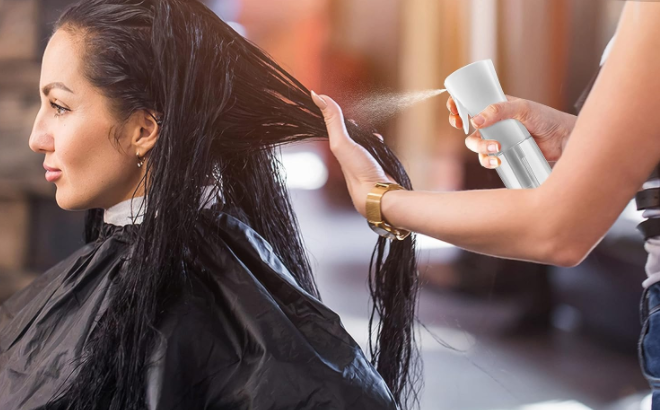 Hairstylist Using Beautify Beauties Continous Spray Bottle