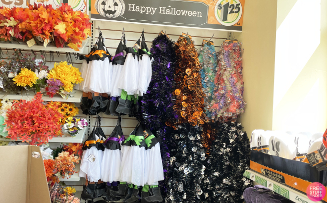 Halloween Themed Die Cut Tinsel Garland and Hanging Witch Ghost Decorations