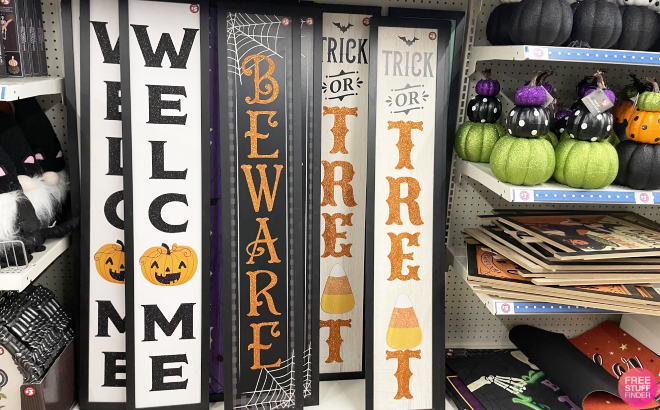 Halloween Themed Leaner Signs
