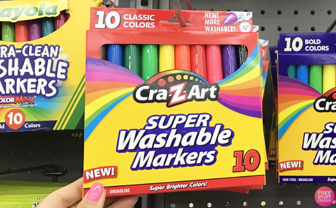 Hand Holding Cra Z Art Classic Washable Broadline Markers 10 Count