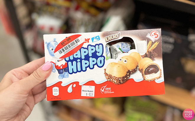 Hand Holding Kinder Happy Hippo Chocolate 5 Pack