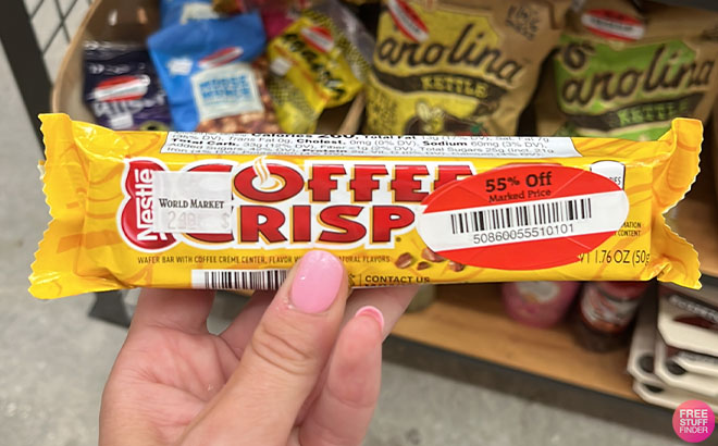 Hand Holding Nestle Coffee Crisp