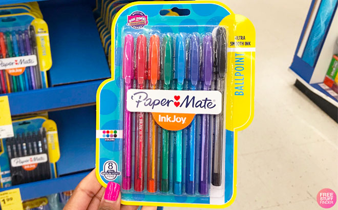 Hand Holding Paper Mate Ballpoint 8 Pack at Walgreens Store