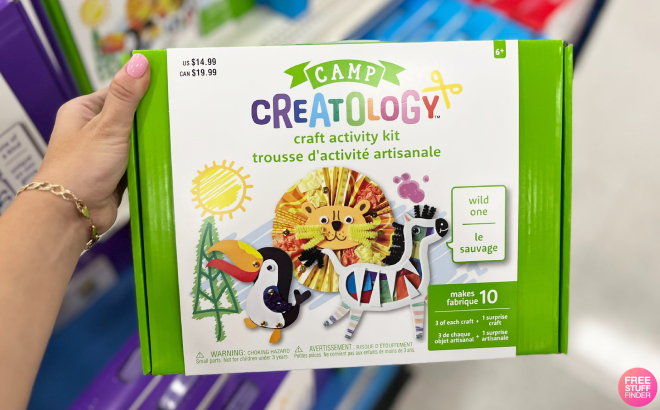 Hand Holding a Camp Creatology Wild One Craft Activity Kit