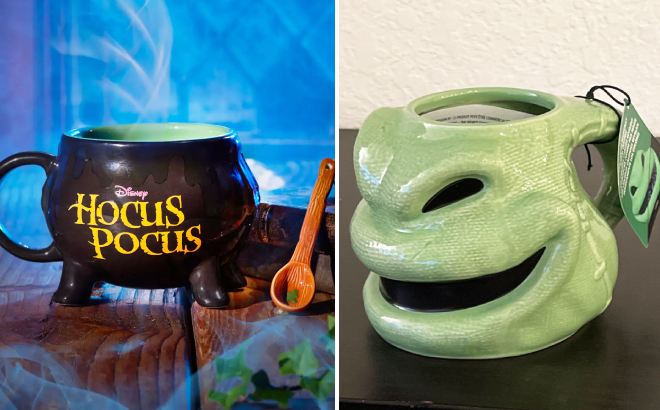 Hocus Pocus Color Changing Mug with Spoon and Oogie Boogie Color Changing Figural Mug