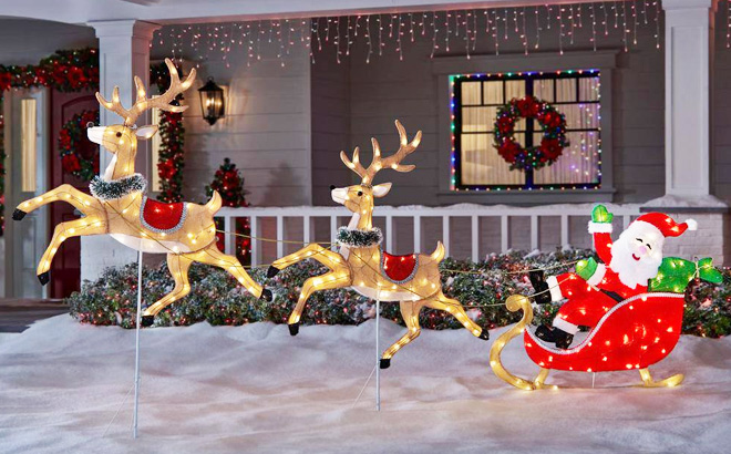 Home Accents Holiday 6-Foot LED Santa's Sleigh with Reindeer  