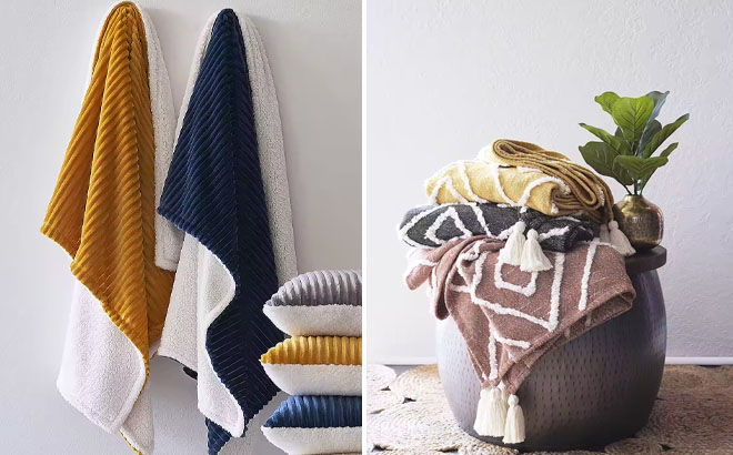 Home Expressions Ribbed Plush Sherpa Throws and Distant Lands Tufted Throws