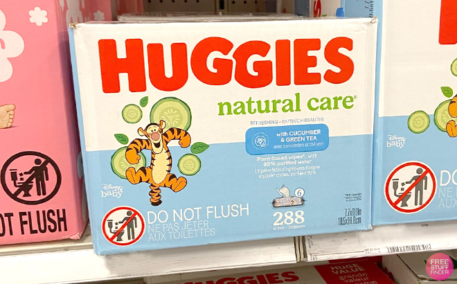 Huggies Natural Care Refreshing Baby Wipes 288 Count on a Shelf