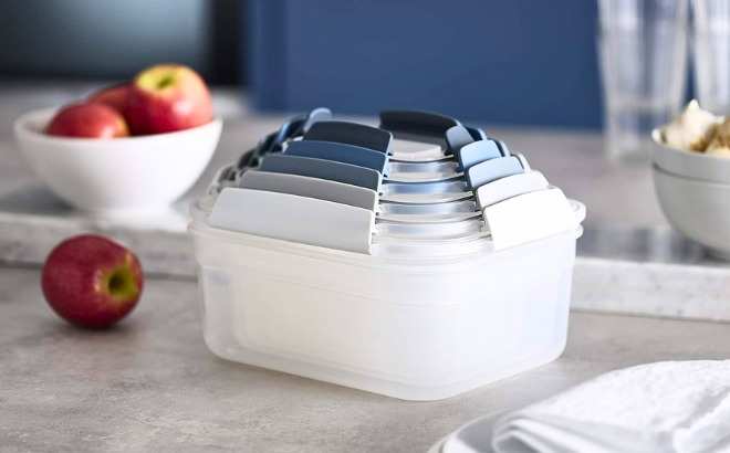 Joseph Joseph Nest Lock Plastic Food Storage Container Set on the kitchen element Joseph Joseph Nest Lock Plastic Food Storage Container Set on the kitchen element