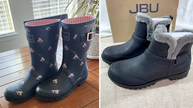 Joules Bee Molly Welly Rain Boots and JBU by Jambu Finland Faux Fur Trim Boots