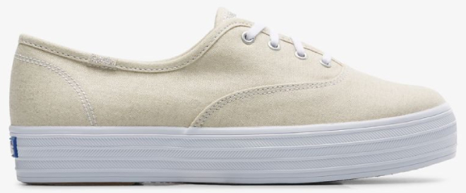 Keds Womens The Platform Metallic Textile Shoes in Silver Color Keds Womens The Platform Metallic Textile Shoes in Silver Color