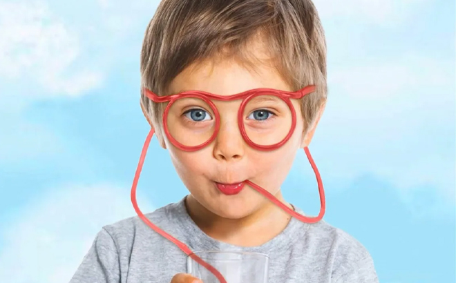 Kids Red Silly Straw Glasses