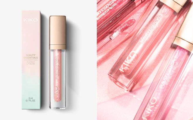 Kiko Milano Beauty Essentials 3D Effect Lip Gloss in awareness color on the left Kiko Milano Beauty Essentials 3D Effect Lip Gloss in awareness color on the left