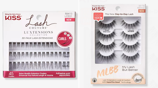 Kiss Lash Couture Luxtensions 3D False Eyelash Extension Clusters Kit 01 and My Lash But Better False Eyelashes Multipack Well Blended